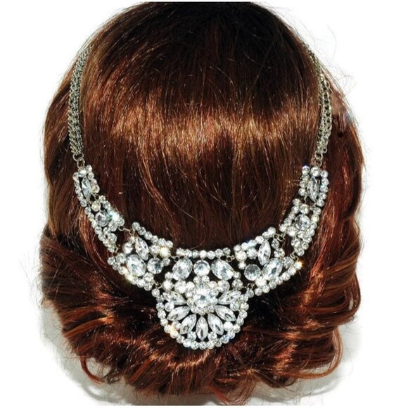 Crystal Bridal Hair Chain Headpiece Wedding main image 5